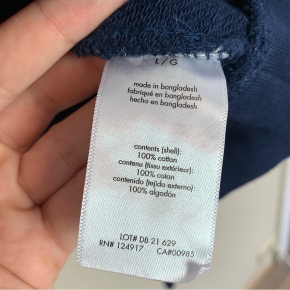 [WeWoreWhat] Navy Blue Long Sleeve Cropped Length Sweatshirt - Picture 5 of 7